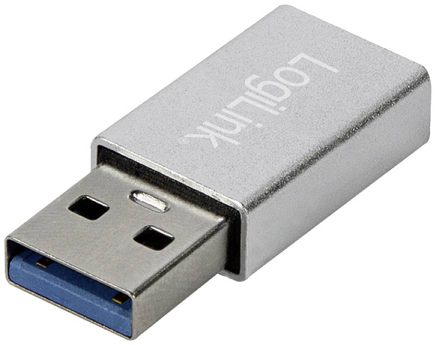 Stříbrný USB konektor s nápisem 'LogiLink' na horní straně.