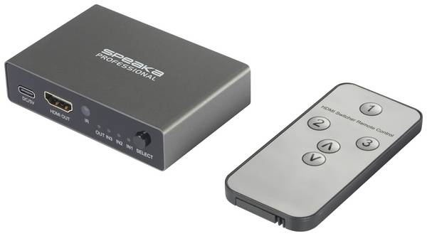 <br>  SpeaKa Professional<br>  SP-HDS-210<br>  3 porty<br>  HDMI přepínač<br>  UHD 8K @ 60 Hz, UHD 4K @ 120 Hz<br>