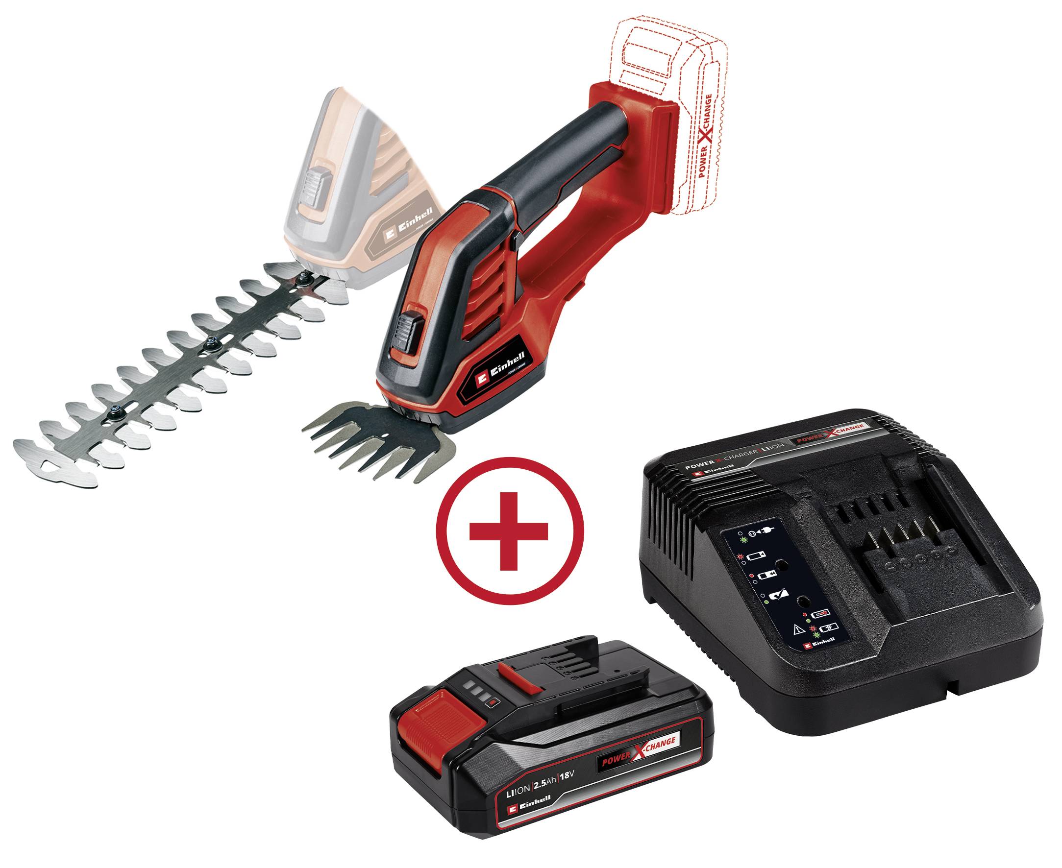 Einhell GE-CG 18/100 Li + 2,5 Ah Starter-Kit akumulátor sada pro nůžky na trávu a keře měkká rukojeť, + akumulátor, vč