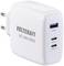 Bílá nabíječka s více USB porty: jeden USB-A a dva USB-C porty, označená 'VOLTCRAFT UC-3ACX003'.