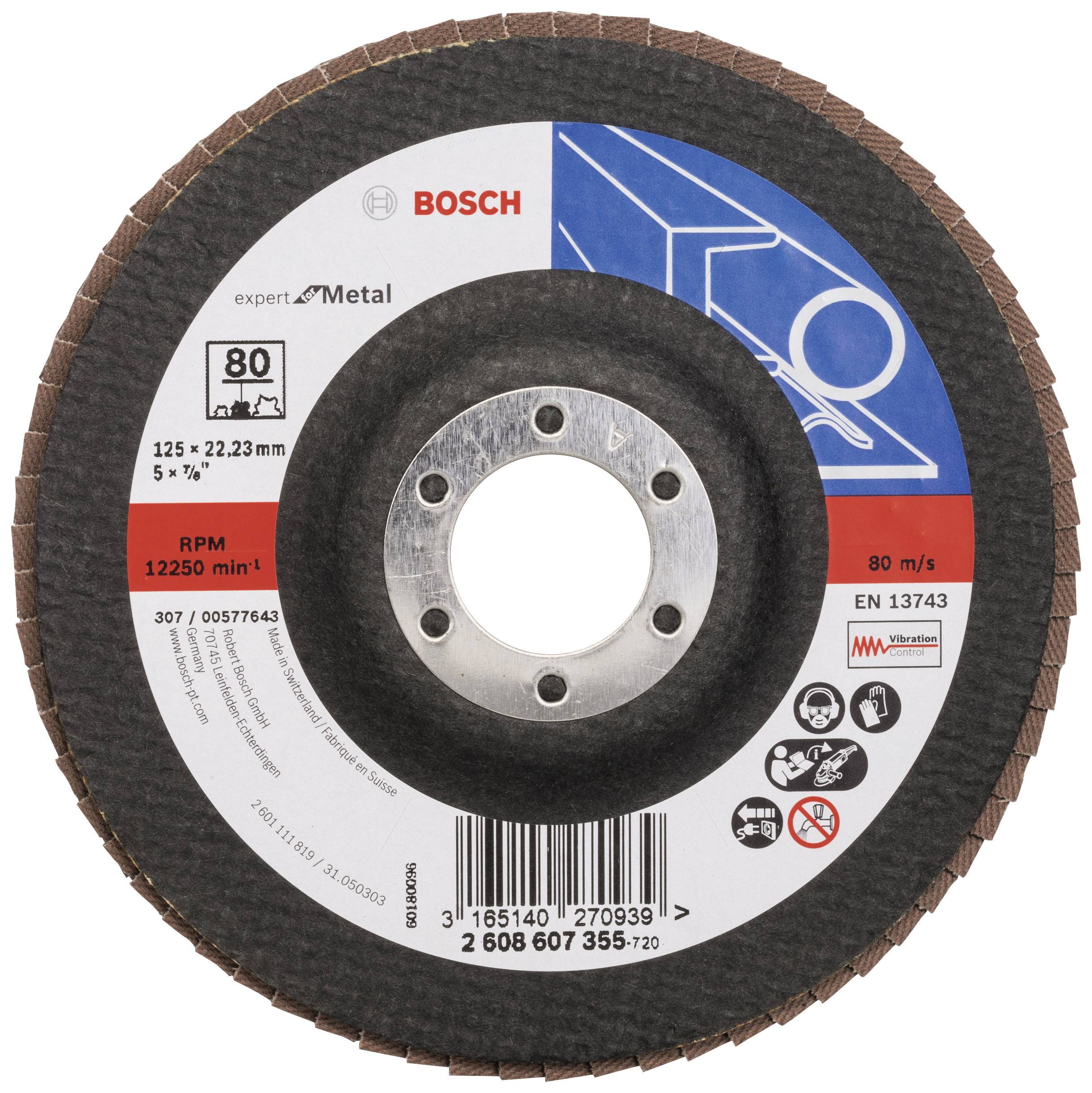 Bosch Accessories 2608607355 X551 vějířový brusný kotouč Průměr 125 mm Ø otvoru 22.33 mm Zrnitost 80 ocel 1 ks