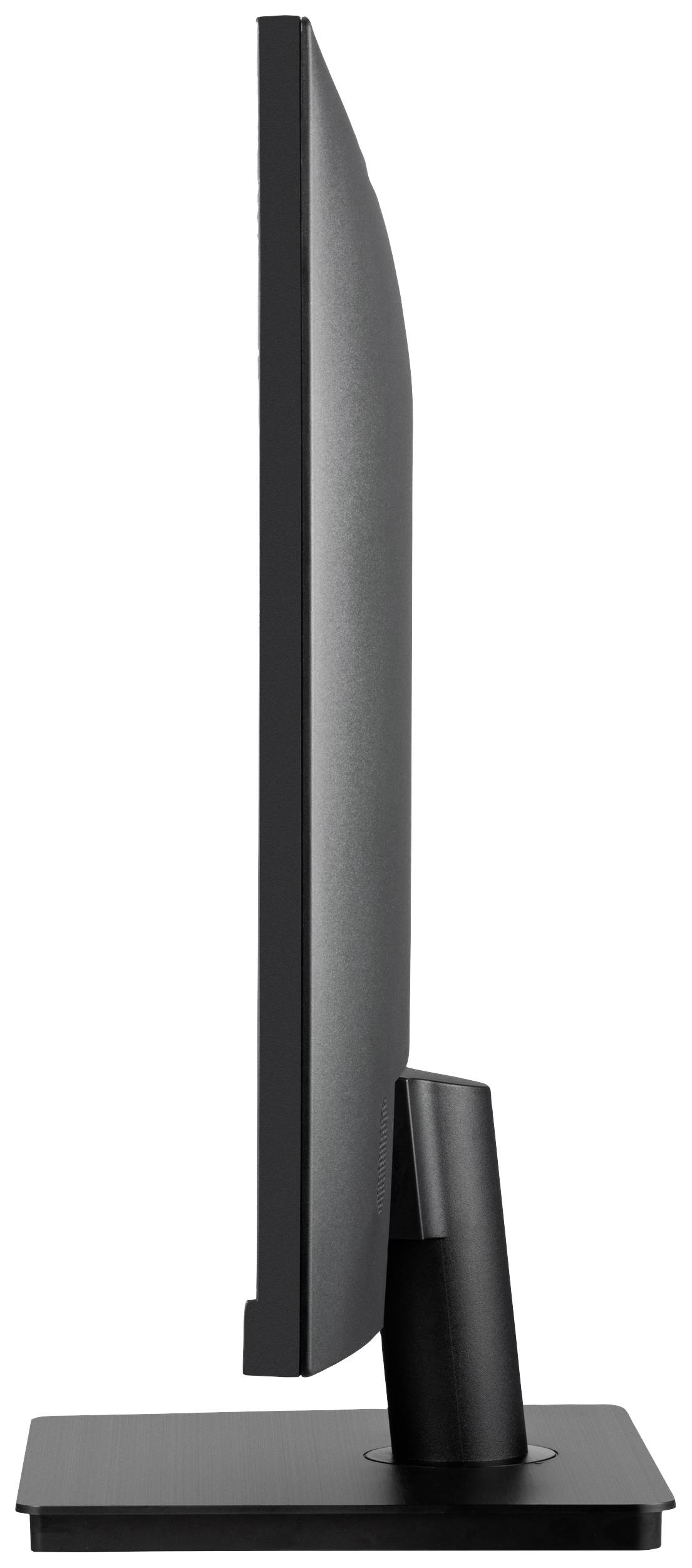 Plochý LCD monitor z bočního pohledu, který ukazuje svou štíhlou konstrukci a minimalistický design.