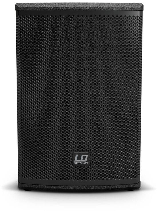 Černý reproduktor s mřížkou vpředu, logo výrobce 'LD Systems' viditelné dole.