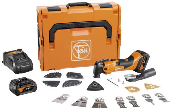 Fein Multimaster AMM 500 Plus Top akumulátorový multifunkční nástroj akumulátor, vč. 2x aku, vč. nabíječky, vč. příslušenství, kufřík, 36dílná, 18 V, 4 Ah, 71293861000