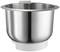 Nerezová míchací mísa s rukojetí, vhodná pro kuchyňské roboty.