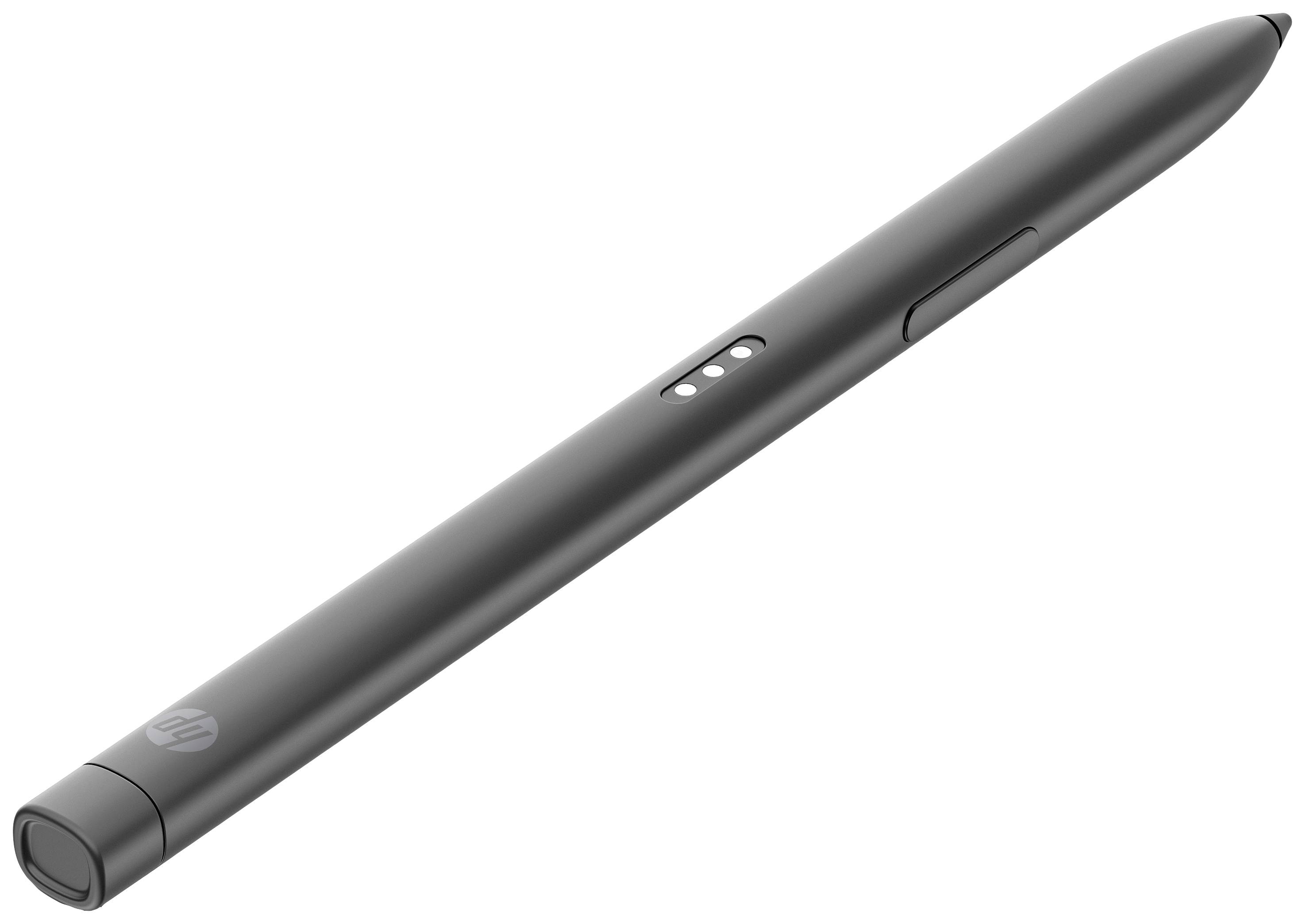 Černý stylus pero s elegantním designem, bočními tlačítky a klipem; vhodný pro zařízení s dotykovým displejem pro přesnou navigaci.