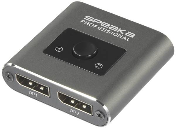 <br>  SpeaKa Professional<br>  SP-BDS-250<br>  2 porty<br>  DisplayPort přepínač<br>  UHD 8K @ 60 Hz, UHD 4K @ 120 Hz<br>