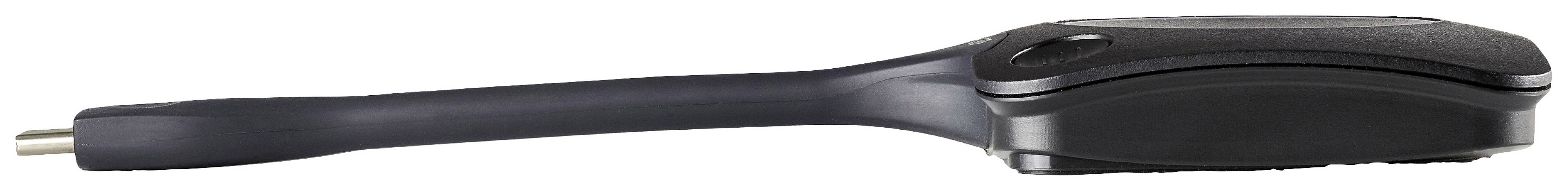 Černé pouzdro zpětného zrcátka automobilu s integrovaným blinkrem.
