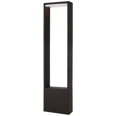 Moderní stolní lampa obdélníkového tvaru s otevřeným designem. Skládá se z tmavého rámu s osvětleným vnitřním prostorem.