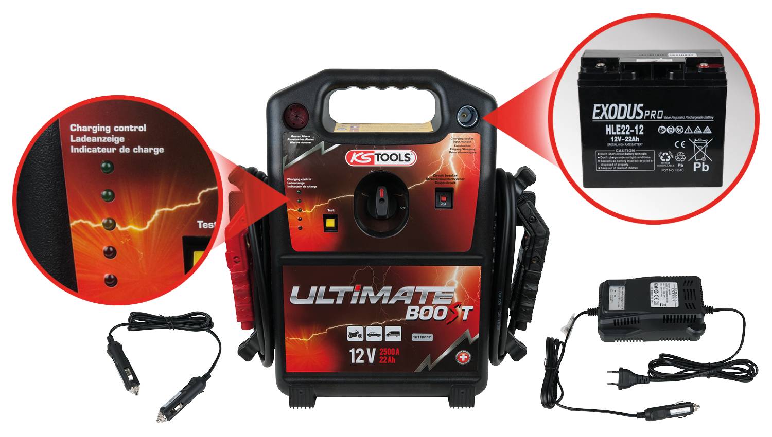 KS Tools systém pro rychlé startování auta 550.1810, max. startovací proud 850 A-3