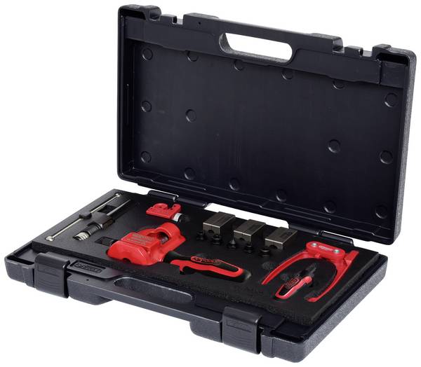 KS Tools 122.1290 Univerzální přípravek na lemování brzdových trubek FLAC 1 s hydraulickým vřetenem, 16 ks