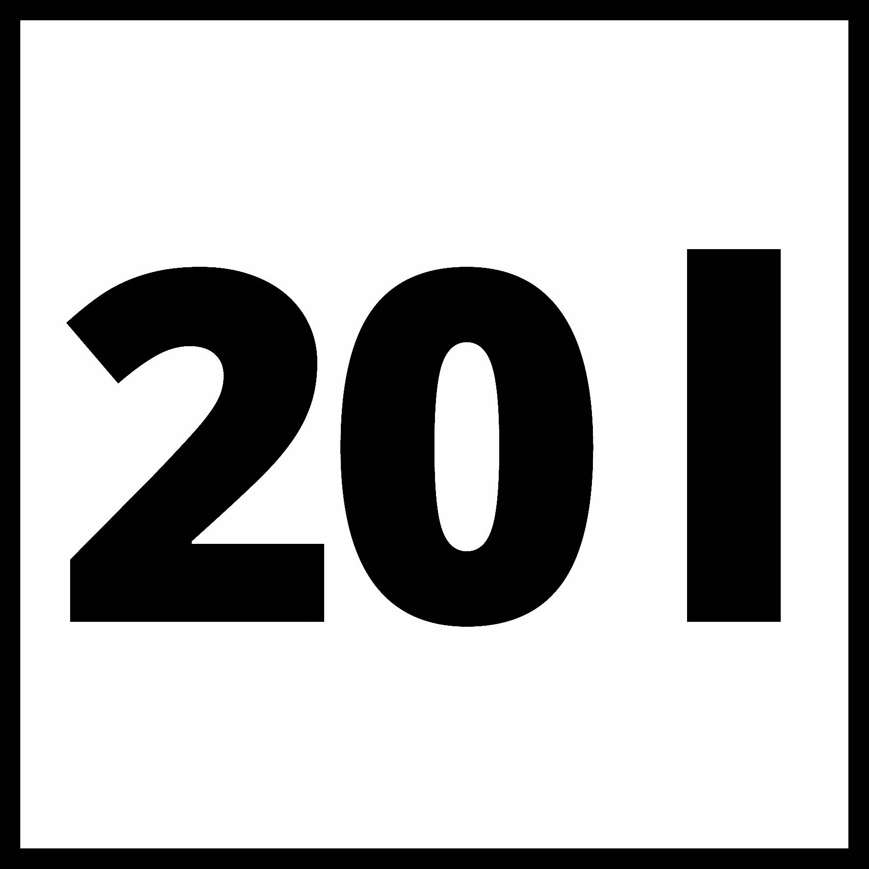 '201' na bílém čtvercovém pozadí.