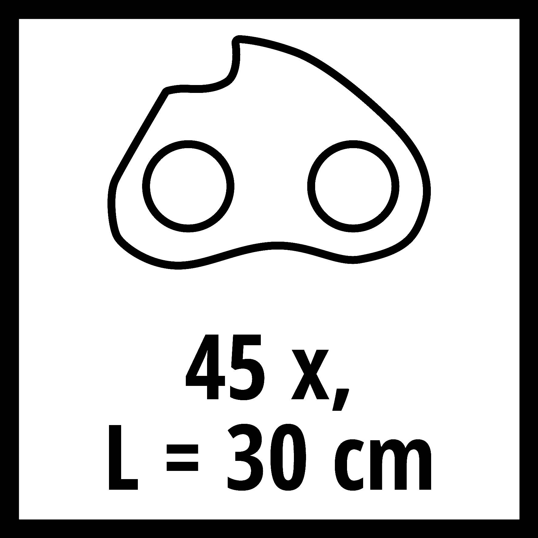 'Dva kulaté otvory v nepravidelném tvaru. Rozměry: 45 x, délka = 30 cm.'