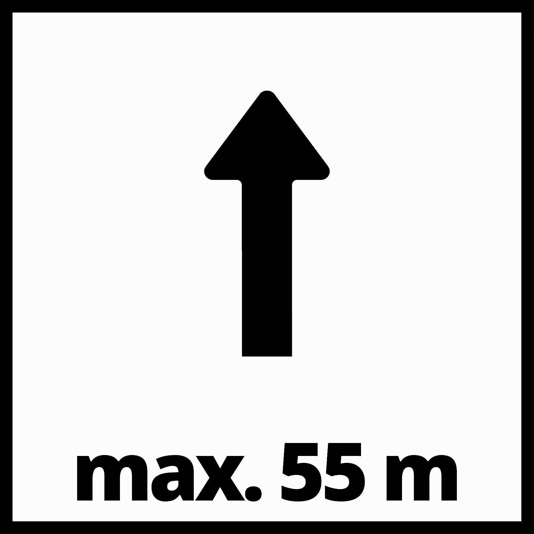 Šipka nahoru s textem 'max. 55 m'