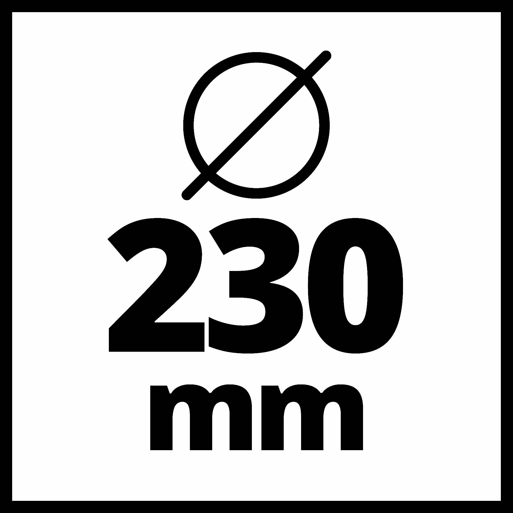 Ø 230 mm Symbol označuje průměr 230 milimetrů.