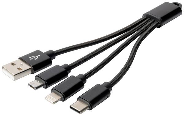 Digitus pro mobilní telefon, Apple iPad/iPhone/iPod, notebook nabíjecí kabel [1x USB A - 3x USB] 0.15 m