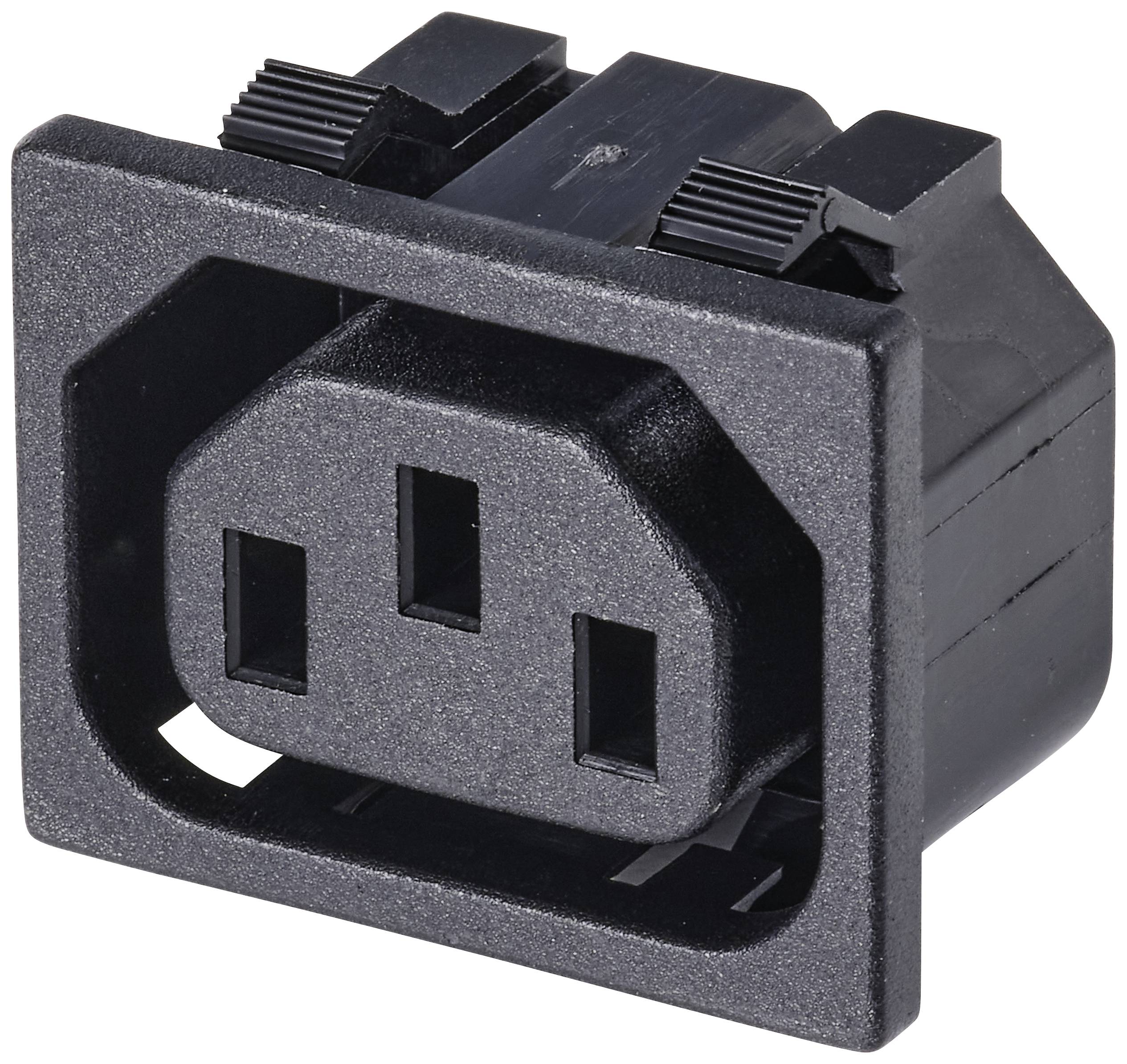 TRU COMPONENTS TC-10475848 IEC zástrčka C13/C14 zásuvka, vestavná vertikální Počet kontaktů: 3 10 A černá 1 ks