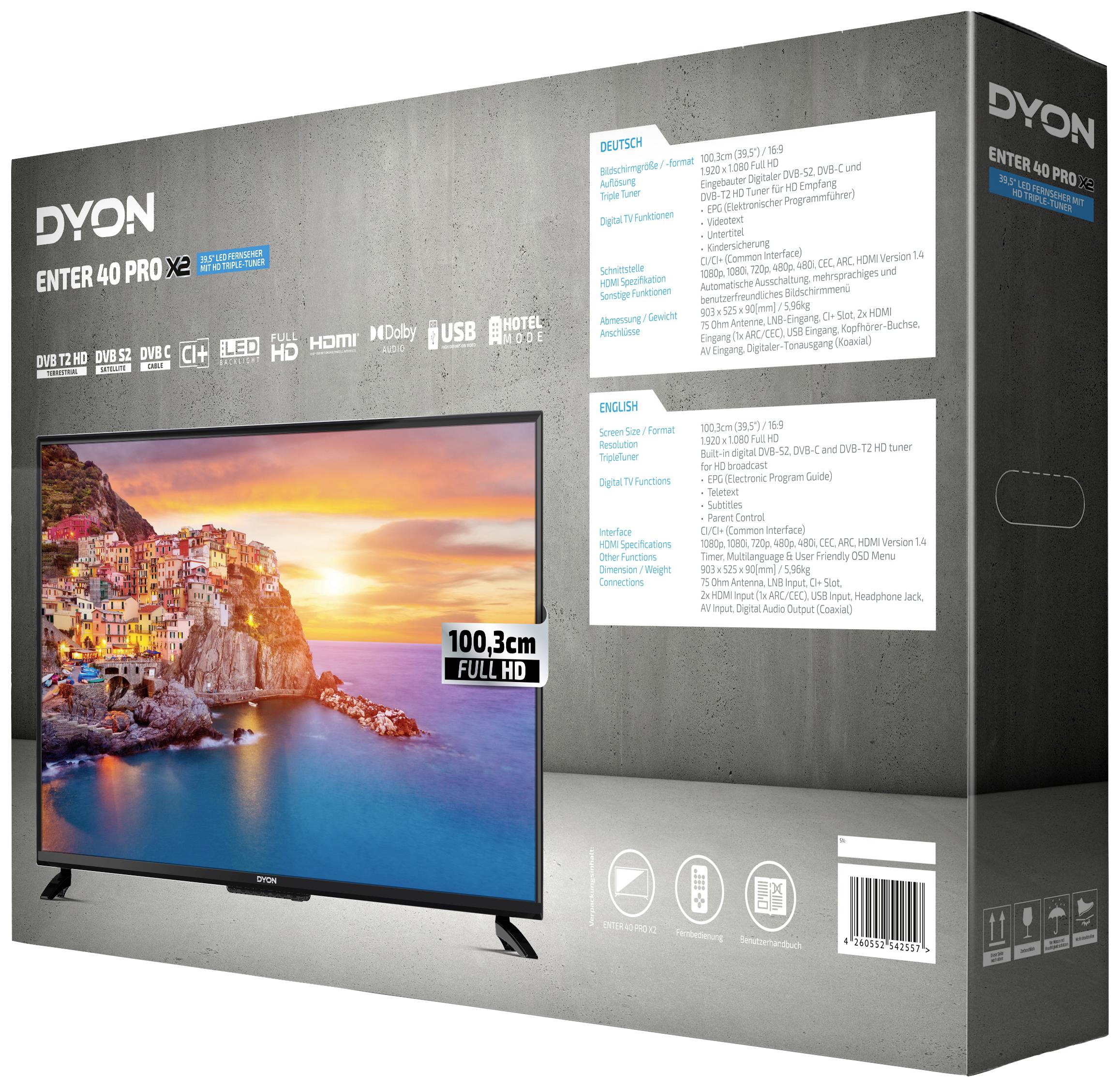 Dyon Enter 40 Pro X2 LED TV, 100.3 cm 40 palec, G (A - G), DVB-T2, DVB-C, DVB-S, Full HD, CI+, černá-1