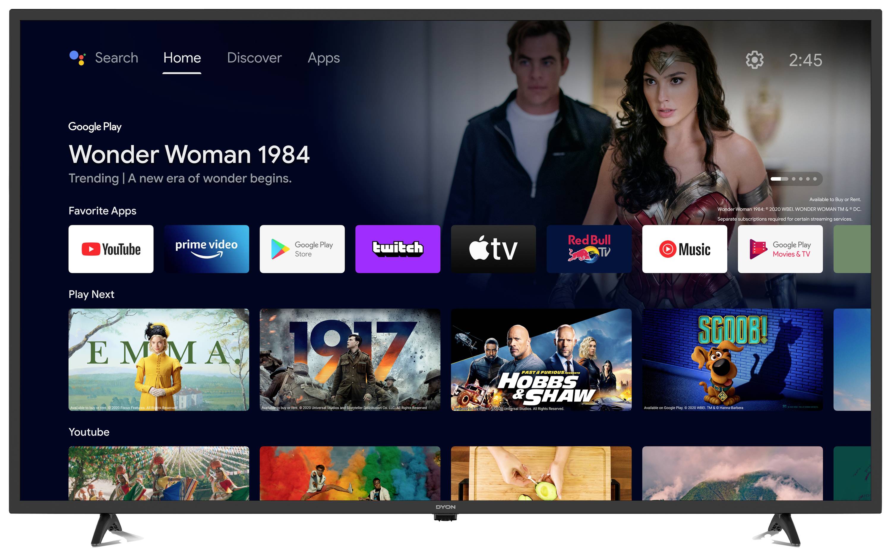 Dyon Smart 43 AD-2 LED TV 108 cm 43 palec Energetická třída (EEK2021) G (A - G) DVB-T2, DVB-C, DVB-S2, Full HD, Smart TV