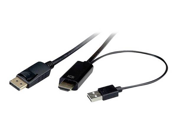 Roline HDMI / DisplayPort / USB kabel Konektor DisplayPort, Zástrčka HDMI-A, USB-A zástrčka 3.00 m černá 11.04.5993 stíněný HDMI kabel