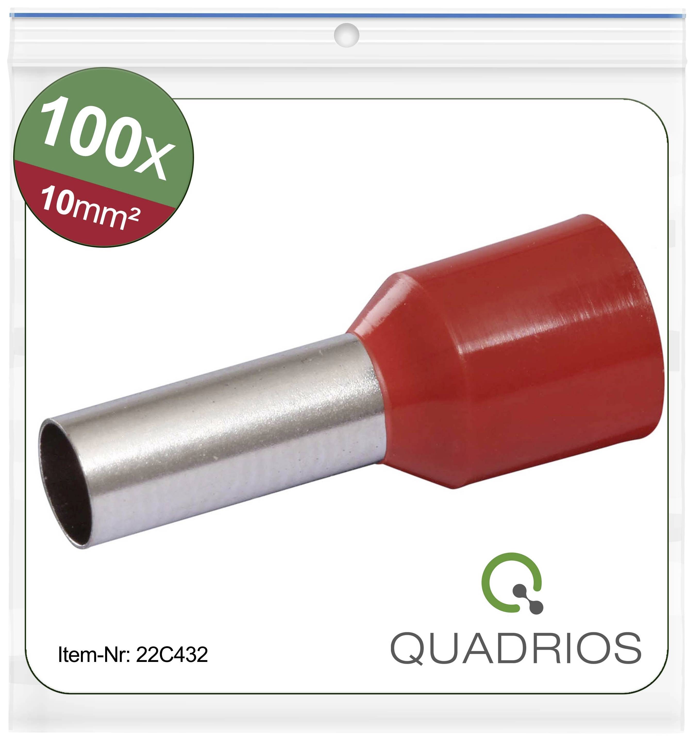 Čtvercové červené dutinky, 100 kusů, 10 mm², Katalogové číslo 22C432 od Quadrios.