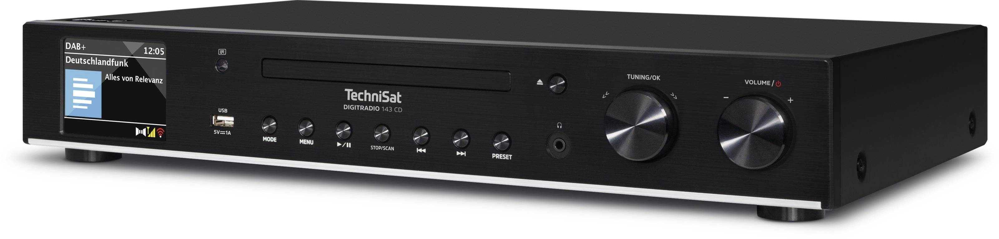 Černý Hi-Fi zesilovač s displejem a několika otočnými knoflíky na přední straně, vhodný pro domácí audiosystém.