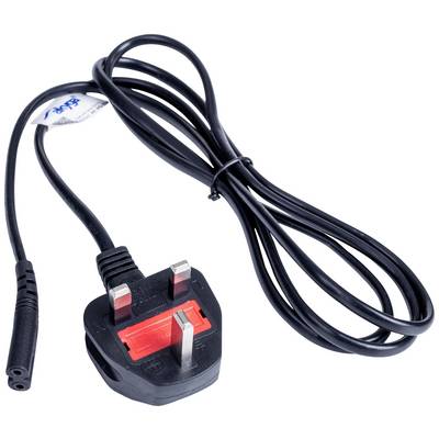 Černý síťový kabel s britskou zástrčkou, červeným ochranným krytem pojistky a otevřeným koncem pro připojení elektrických zařízení.