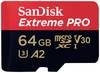SanDisk SanDisk Extreme Pro - Flash-Speicherkarte (microSDXC-an-SD-Adapter inbegriffen) paměťová karta microSDXC 64 GB Class 10, UHS-I, v30 Video Speed Class nárazuvzdorné, vodotěsné