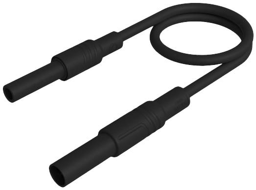 Černý elektrický kabel se dvěma konektory, položený do smyčky. Používá se především pro elektronické připojení.