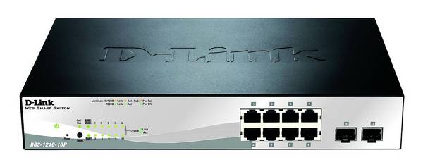 D-Link DGS-1210-10P/E DGS-1210-10P/E síťový switch 8 + 2 porty 20 GBit/s funkce PoE