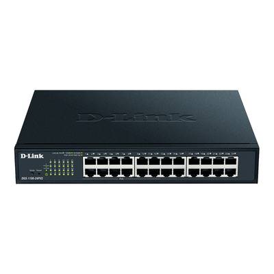 Síťový switch od D-Linku s 24 ethernetovými porty.
