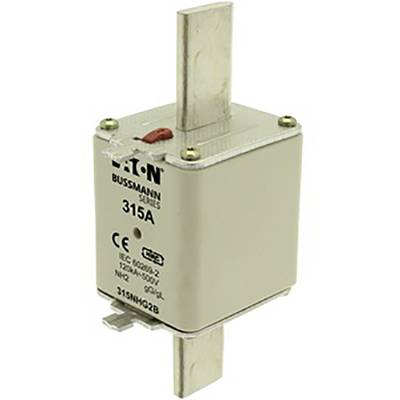 Bezpečnostní komponenta s nápisem 'EATON Bussmann Series 315A', vhodná pro 690V a 500V, s certifikací CE a normou IEC.