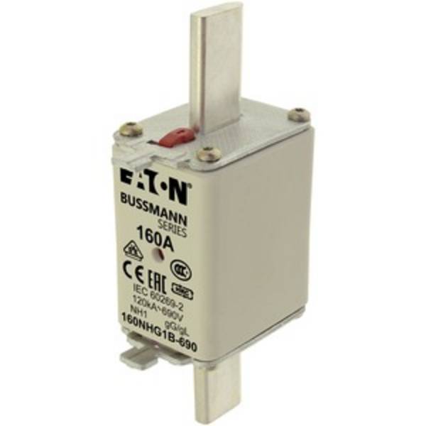 Eaton 160NHG1B NH pojistka s mechanickým ukazatelem zajištění Vhodné pro (pojistky) velikost pojistky 000 - 4 Velikost pojistky = 1  160 A  500 V 3 ks