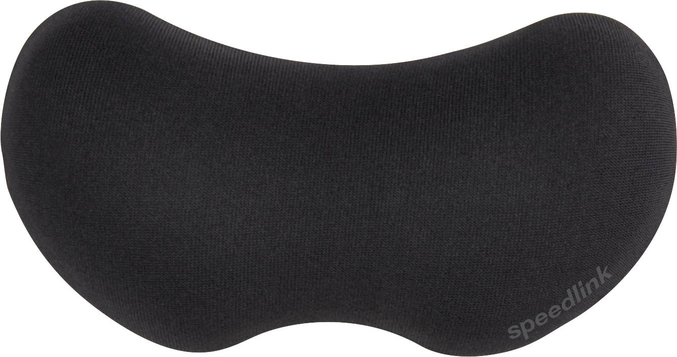 Ergonomicky tvarovaný černý krční/zádový polštář z paměťové pěny od značky Speedlink, ideální pro pohodlí při práci nebo cestování.