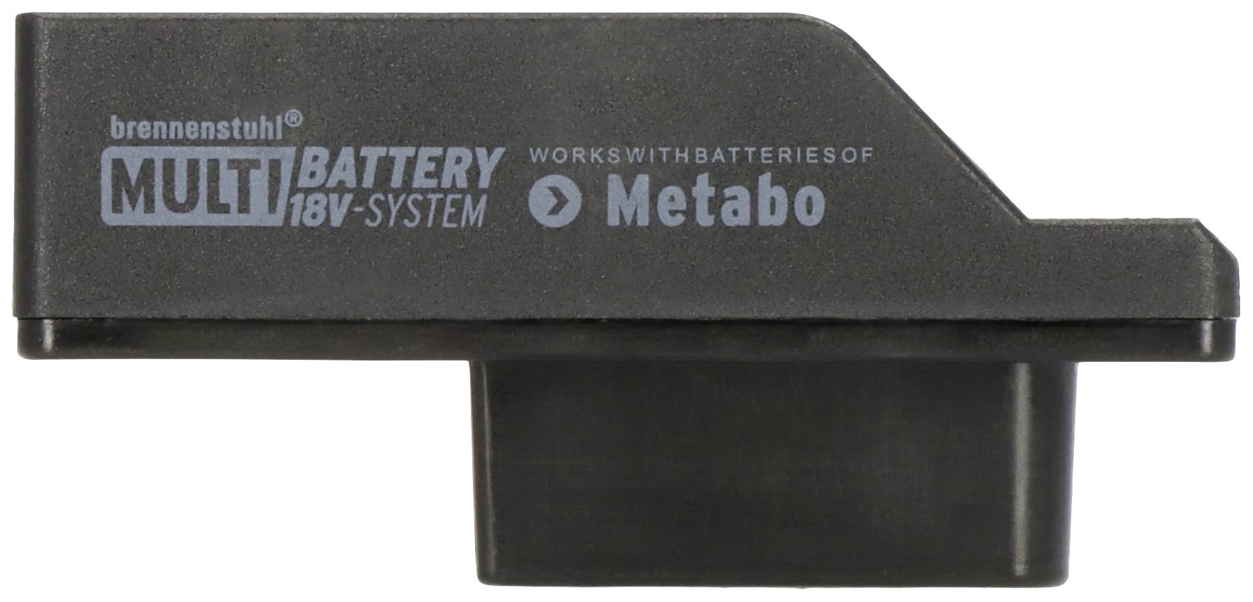 Adaptér baterie s nápisem 'MULTI BATTERY 18V-SYSTEM', kompatibilní s bateriemi Metabo.