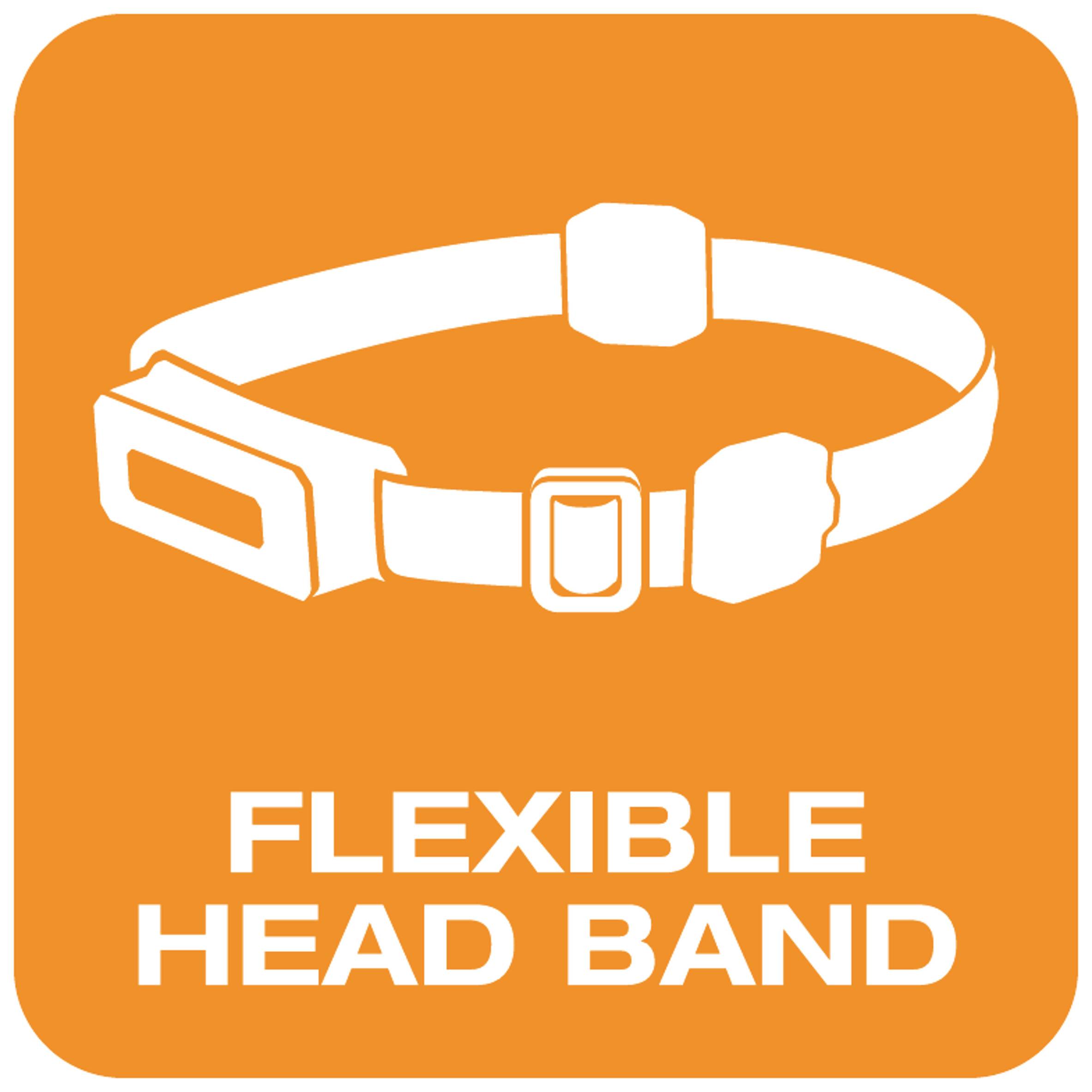 Oranžový symbol zobrazuje flexibilní čelenku s textem 'Flexibilní čelenka', který zdůrazňuje adaptabilitu a všestrannost.