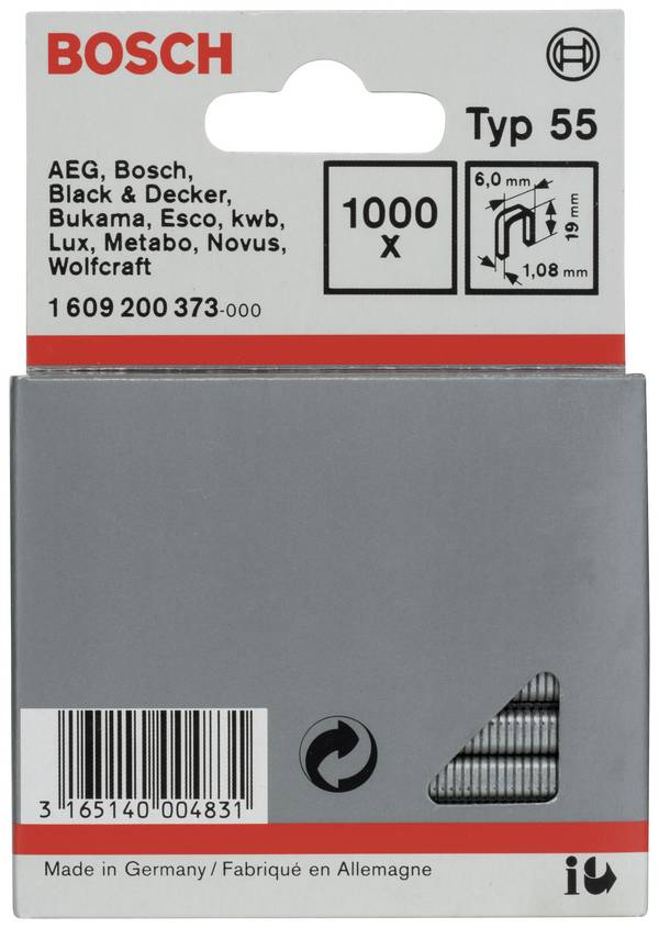 Bosch Accessories 1609200373 Svorky do sponkovačky Typ 47  Vnější délka 19 mm 1000 ks