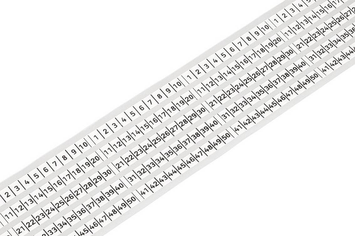 Diagram uspořádané číselné mřížky od 1 do 50, zobrazené diagonálně