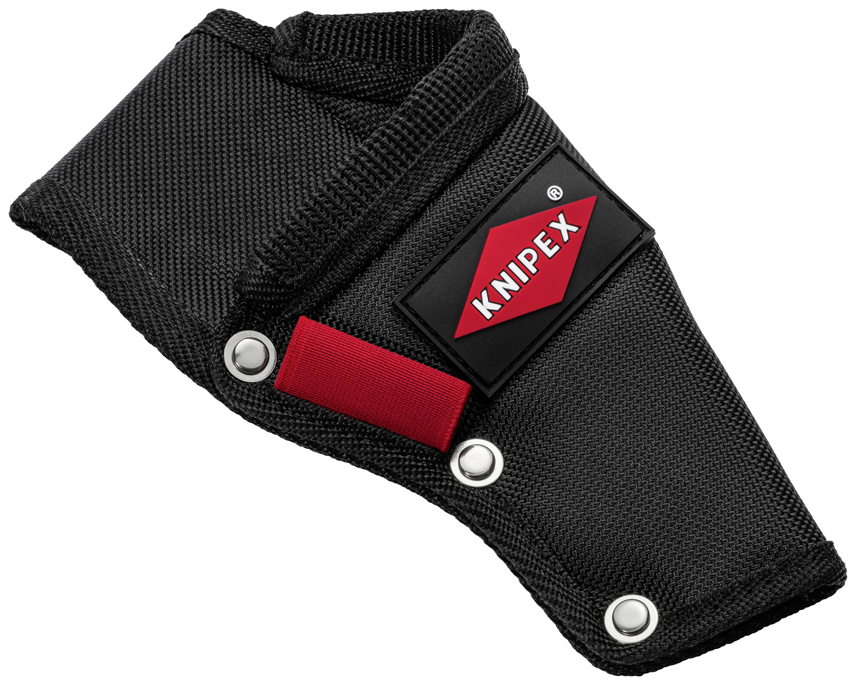Černá taška na nářadí s červeným logem Knipex a nýty, vhodná pro připevnění na opasek.