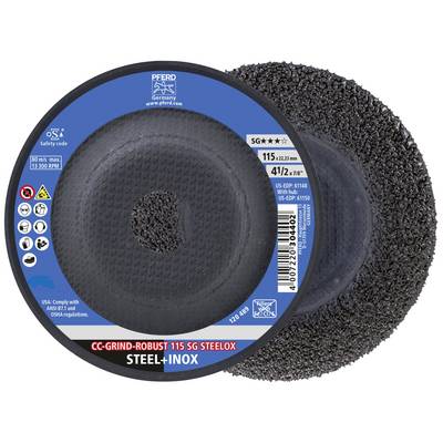 Broušený kotouč bez mezivrství s ochranným krytem, jmenovitý rozměr: 115 mm x 22,23 mm, pro obrábění oceli a nerezové oceli.
