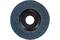 Brusný kotouč s modrými lamelami, uspořádanými v kruhovém tvaru. Centrální otvor pro upevnění. Nástroj pro povrchovou úpravu.
