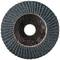 Brusný lamelový kotouč s centrálním otvorem, radiálně uspořádanými brusnými lamelami a hrubým povrchem pro úpravu povrchu.