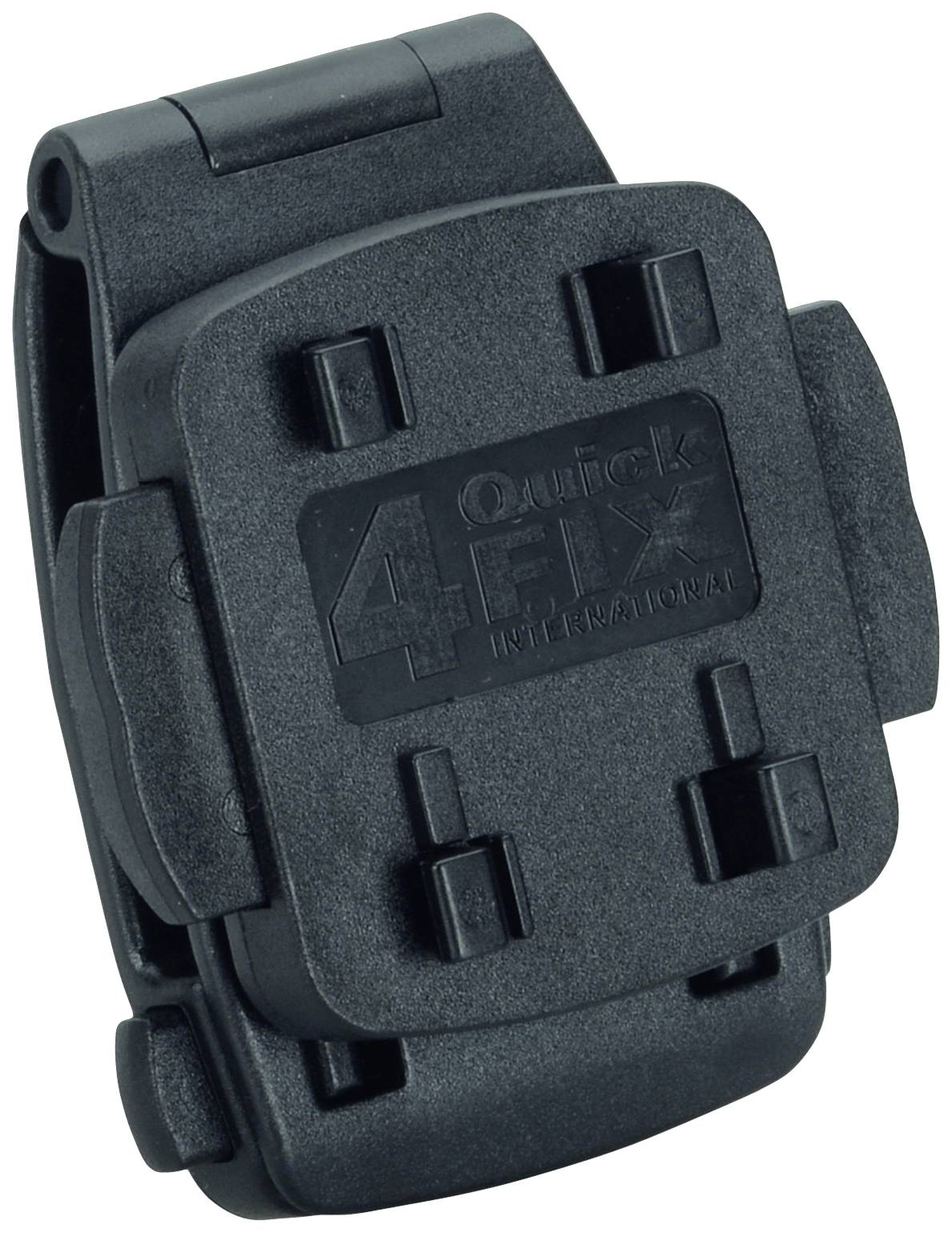 4 Quick FIX černý plastový montážní prvek s uzavíracím mechanismem.
