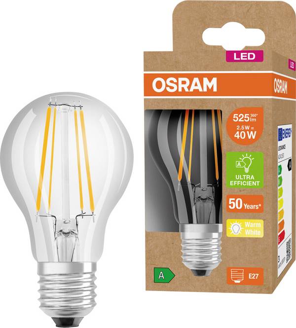 OSRAM HOMELIGHTING 4099854009952 LED Energetická třída (EEK2021) A (A - G) E27 klasická žárovka 2.5 W = 40 W teplá bílá (Ø x v) 60 mm x 60 mm  1 ks