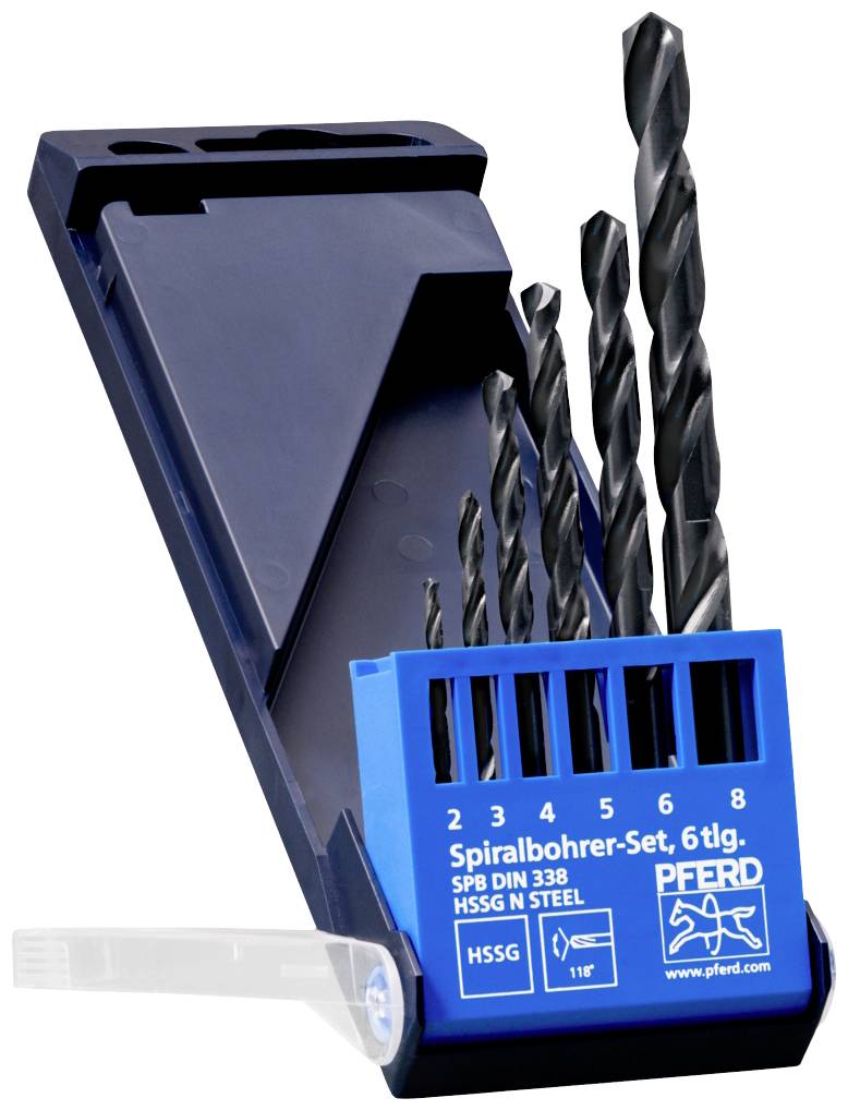 PFERD TOOLS 25298003 SET DIN 338 HSSG N STEEL 6TLG sada spirálových vrtáku do kovu 6dílná 2 mm, 3 mm, 4 mm, 5 mm, 6 mm, 7 mm, 8 mm 1 sada