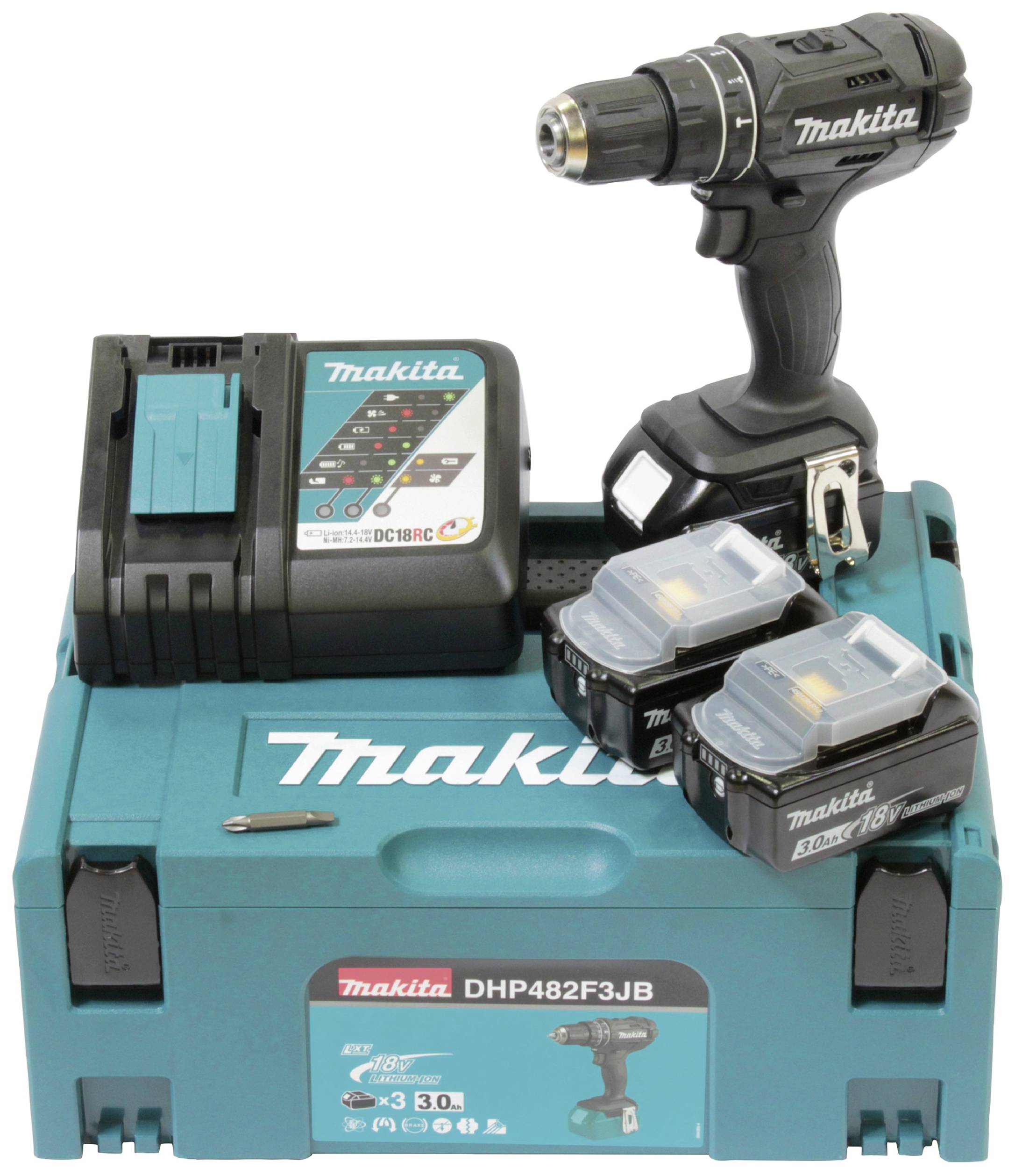 Makita DHP482F3JB  2cestný-aku příklepový šroubovák  vč. nabíječky, 3 akumulátory