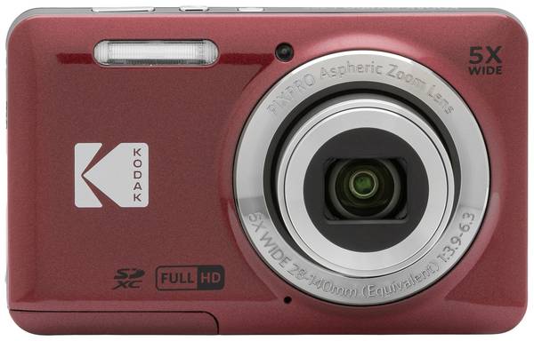 Kodak Pixpro FZ55 Friendly Zoom digitální fotoaparát 16 Megapixel Zoom (optický): 5 x červená  Full HD videozáznam, HDR video, integrovaný akumulátor