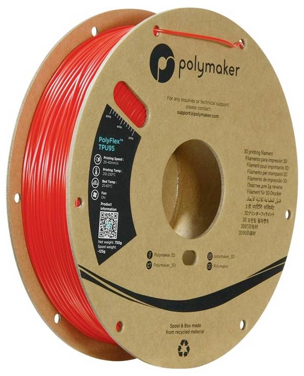 Polymaker PD01003 PolyFlex TPU-95A vlákno pro 3D tiskárny TPU flexibilní 1.75 mm 750 g červená  1 ks