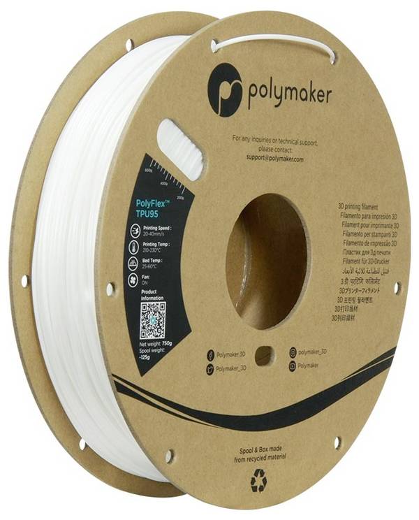 Polymaker PD01002 PolyFlex TPU-95A vlákno pro 3D tiskárny TPU flexibilní 1.75 mm 750 g bílá  1 ks