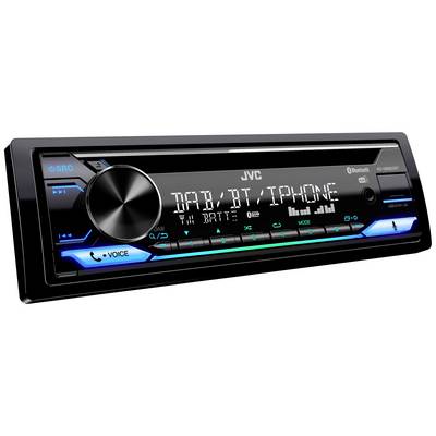 Autorádio s Bluetooth, DAB, podporou iPhonu. Viditelný název značky a číslo modelu. Několik ovládacích prvků s modrým podsvícením.